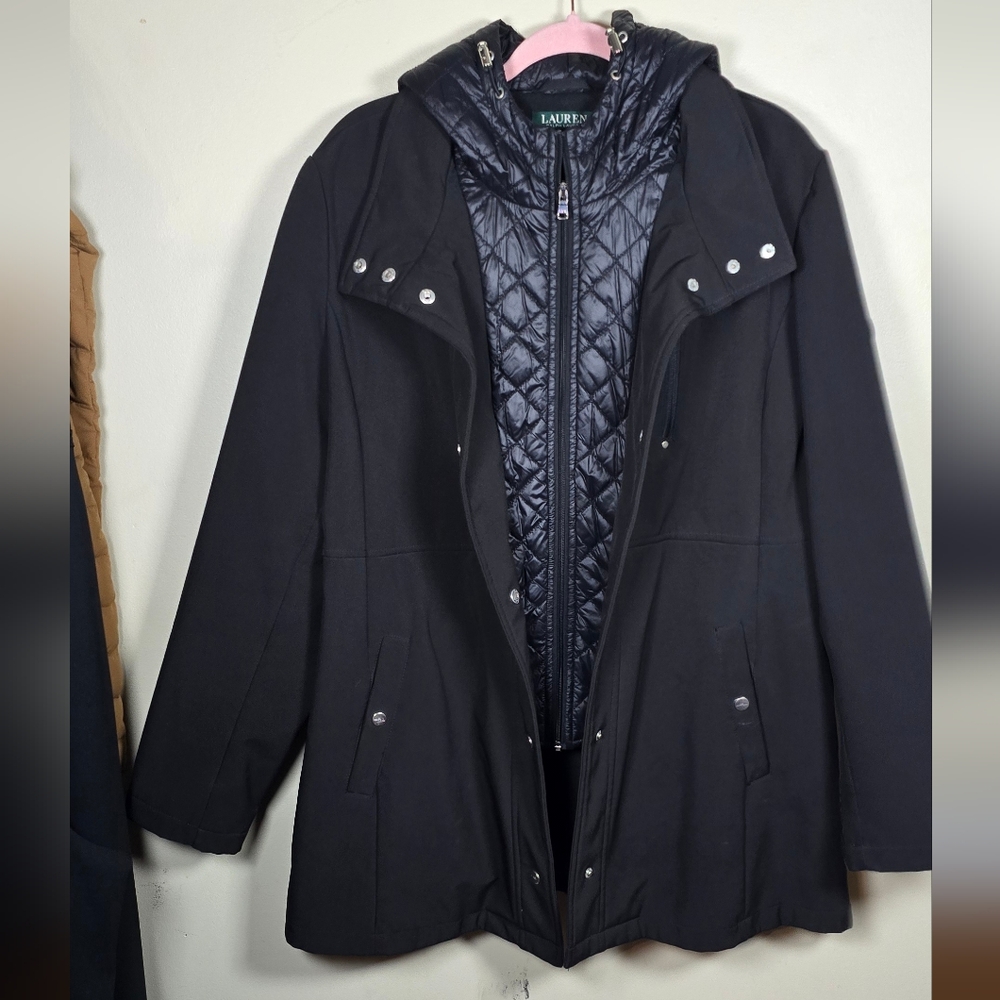 Black Women's Quilted-Lined Coat Jacket